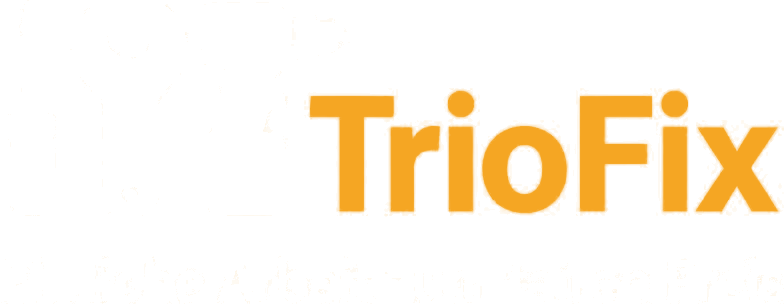 Offizielles TrioFix Logo mit Leitspruch: Ehrliche Arbeit zum fairen Preis